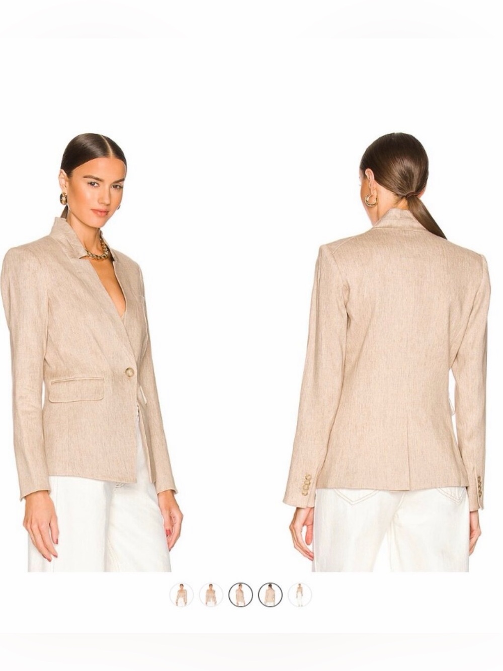 Veronica Beard Linen Blend Upcollar Dickey Blazer in Tan size 6